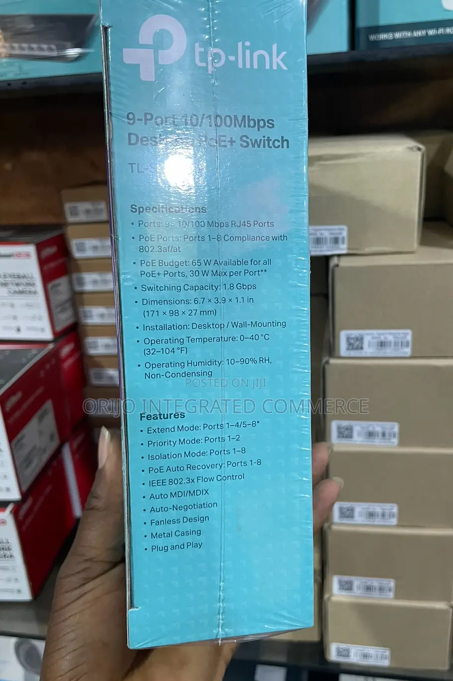 9-Port 10/100mbps Desktop Poe+ Switch 8 Poe+ Ports 65