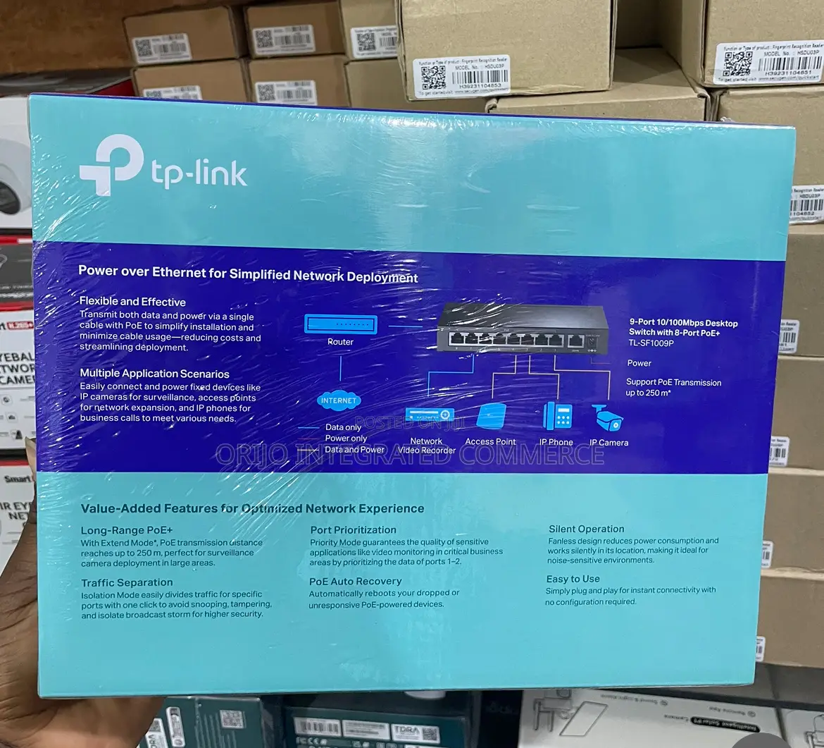 9-Port 10/100mbps Desktop Poe+ Switch 8 Poe+ Ports 65