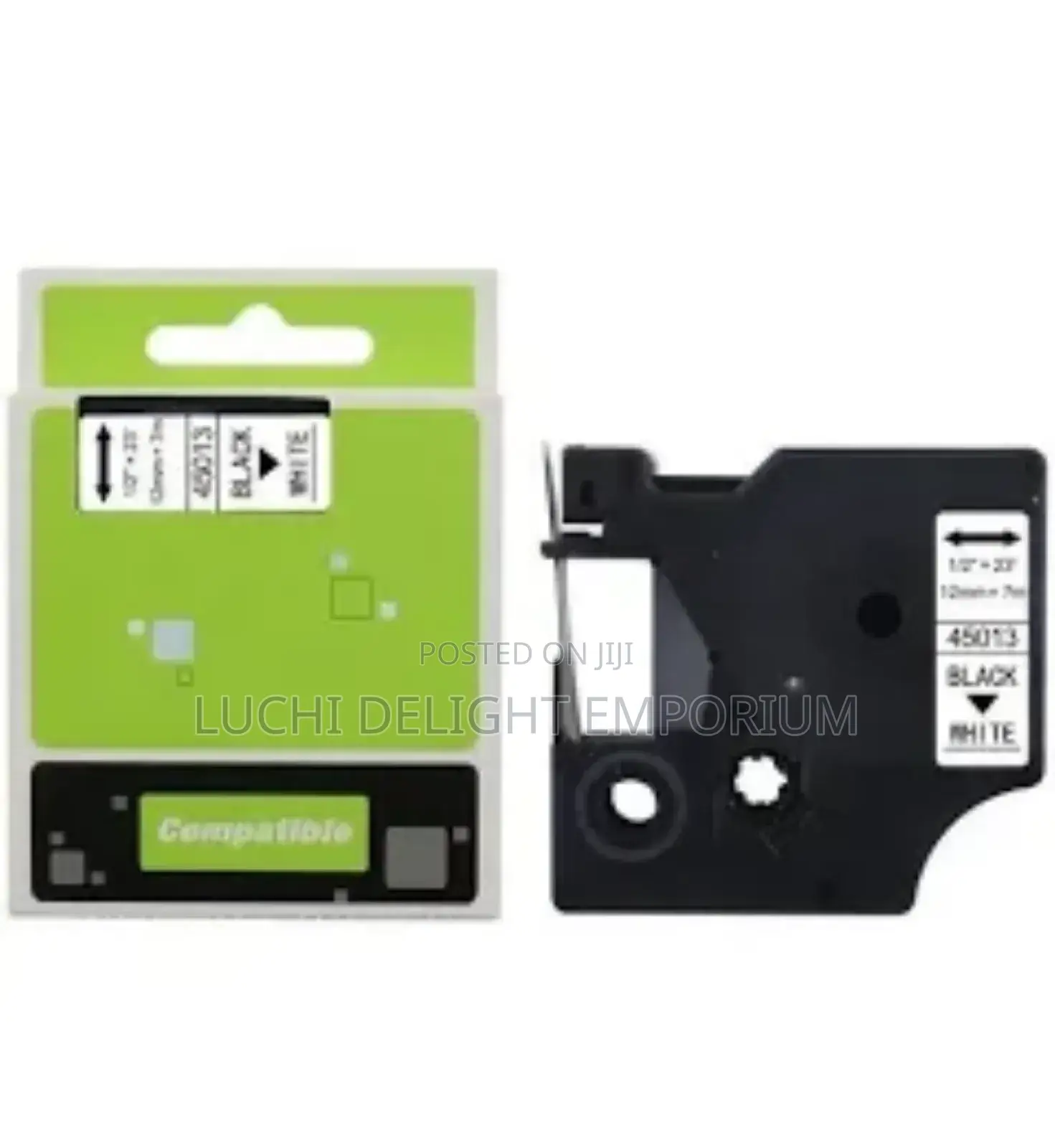 12mm Black on White Dymo Label Type Cartridge