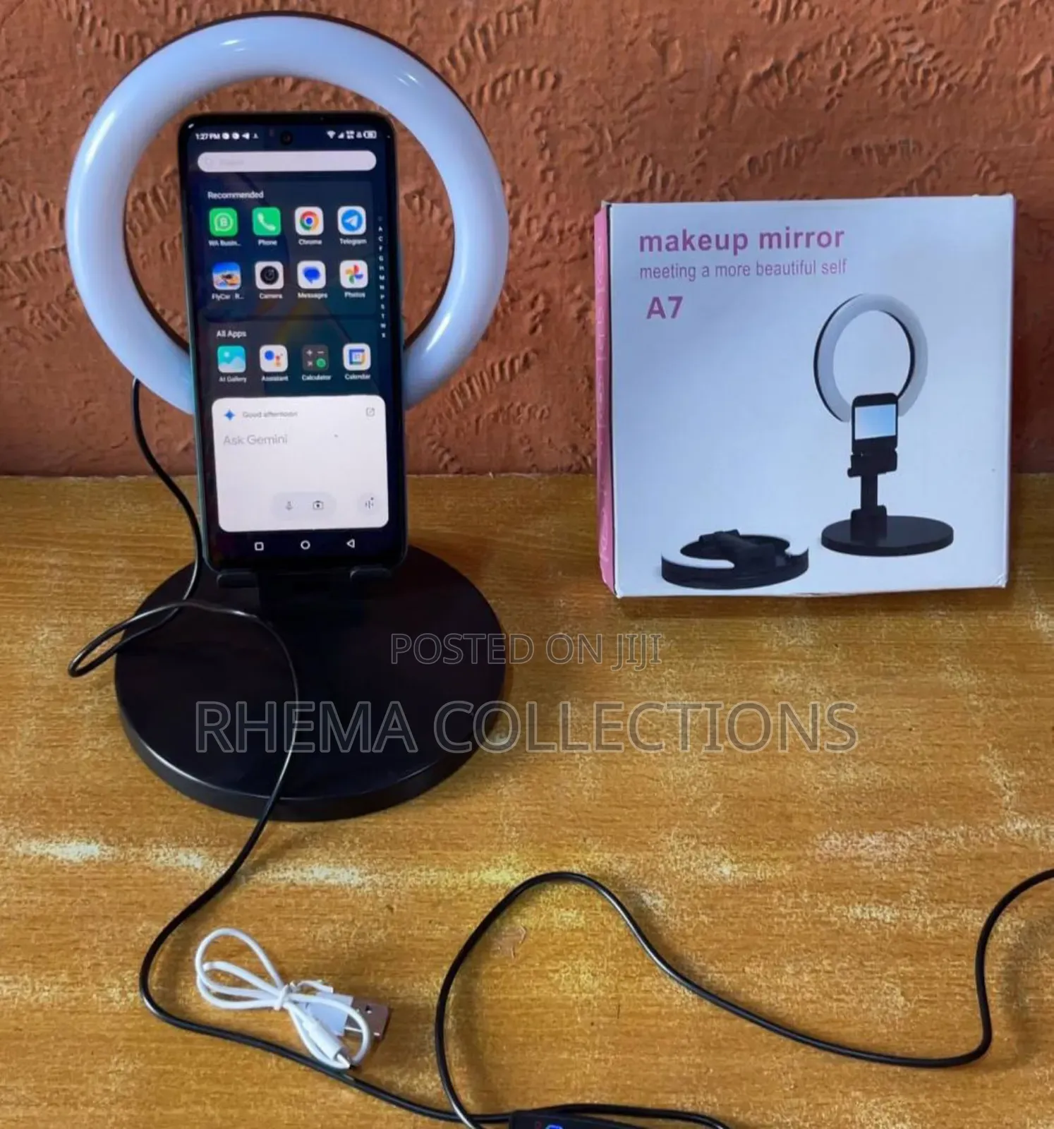 Tabletop Phone Holder Ringlight With Makeup Mirror