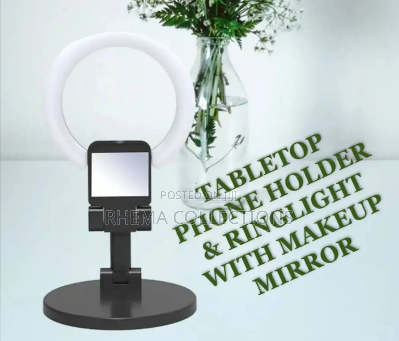 Tabletop Phone Holder Ringlight With Makeup Mirror