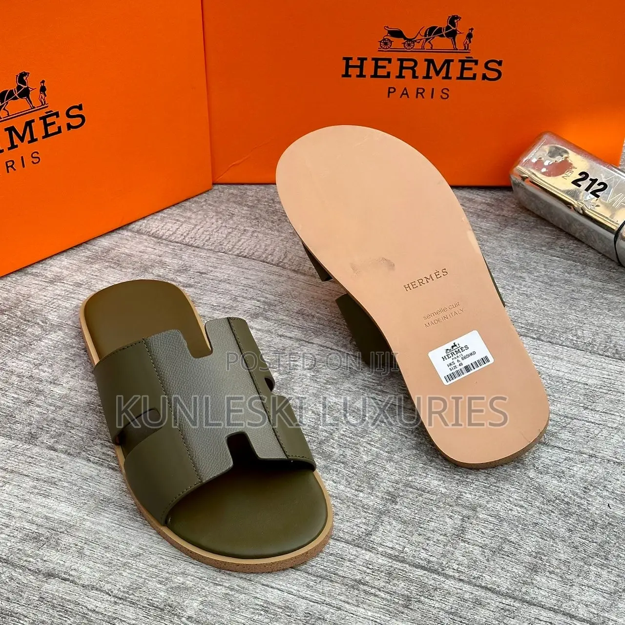 Original Hermes Leather Slippers in 3 Colorways