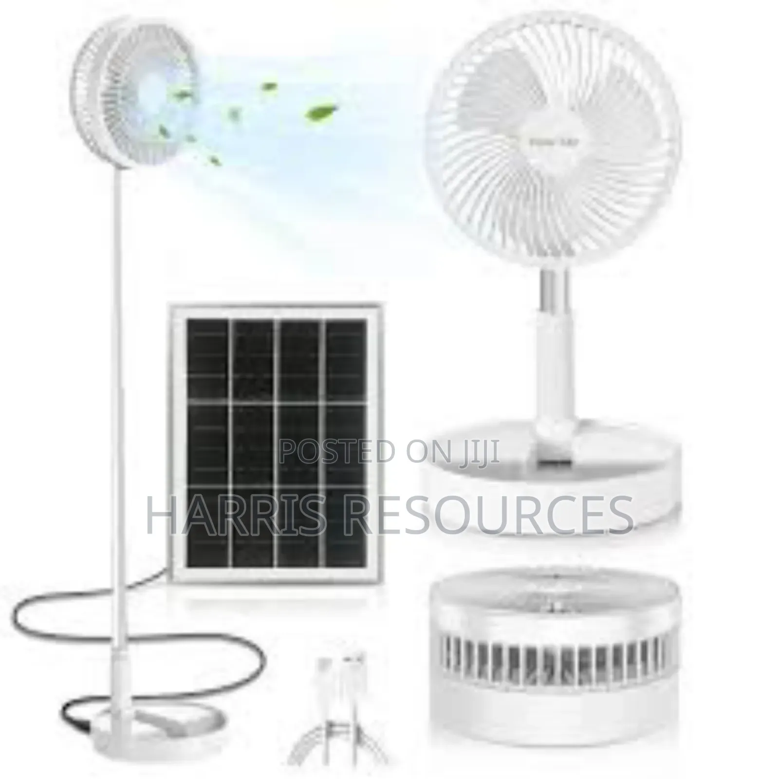 Telescopic Fan With Solar Panel Light- 24 Hours - 8000mah Battery