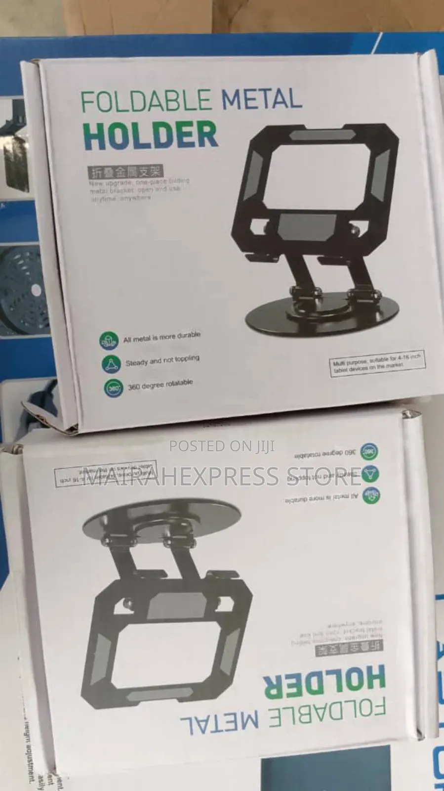 360-Degree Rotational Foldable Metal Phone/Tablet Holder