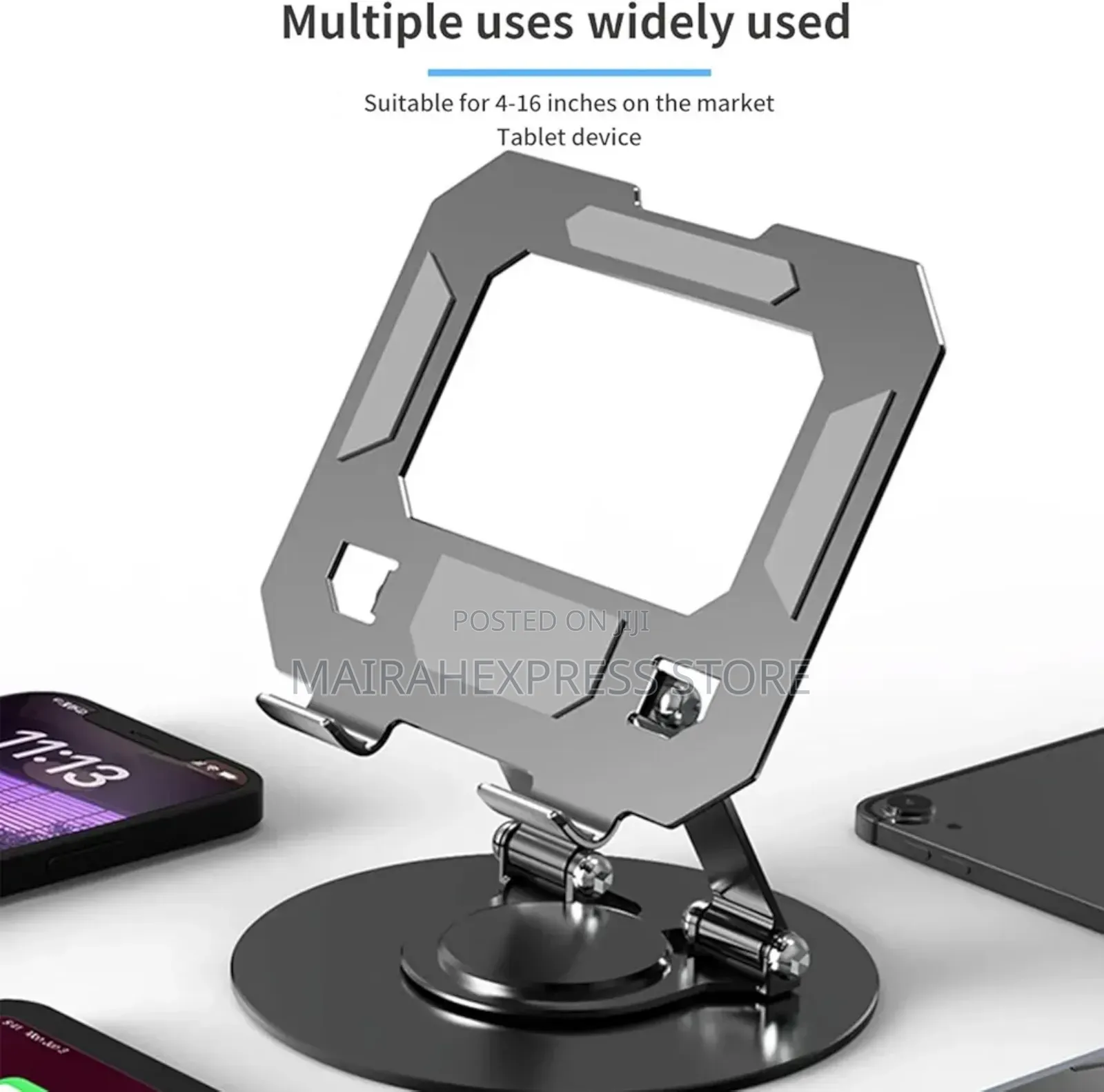 360-Degree Rotational Foldable Metal Phone/Tablet Holder