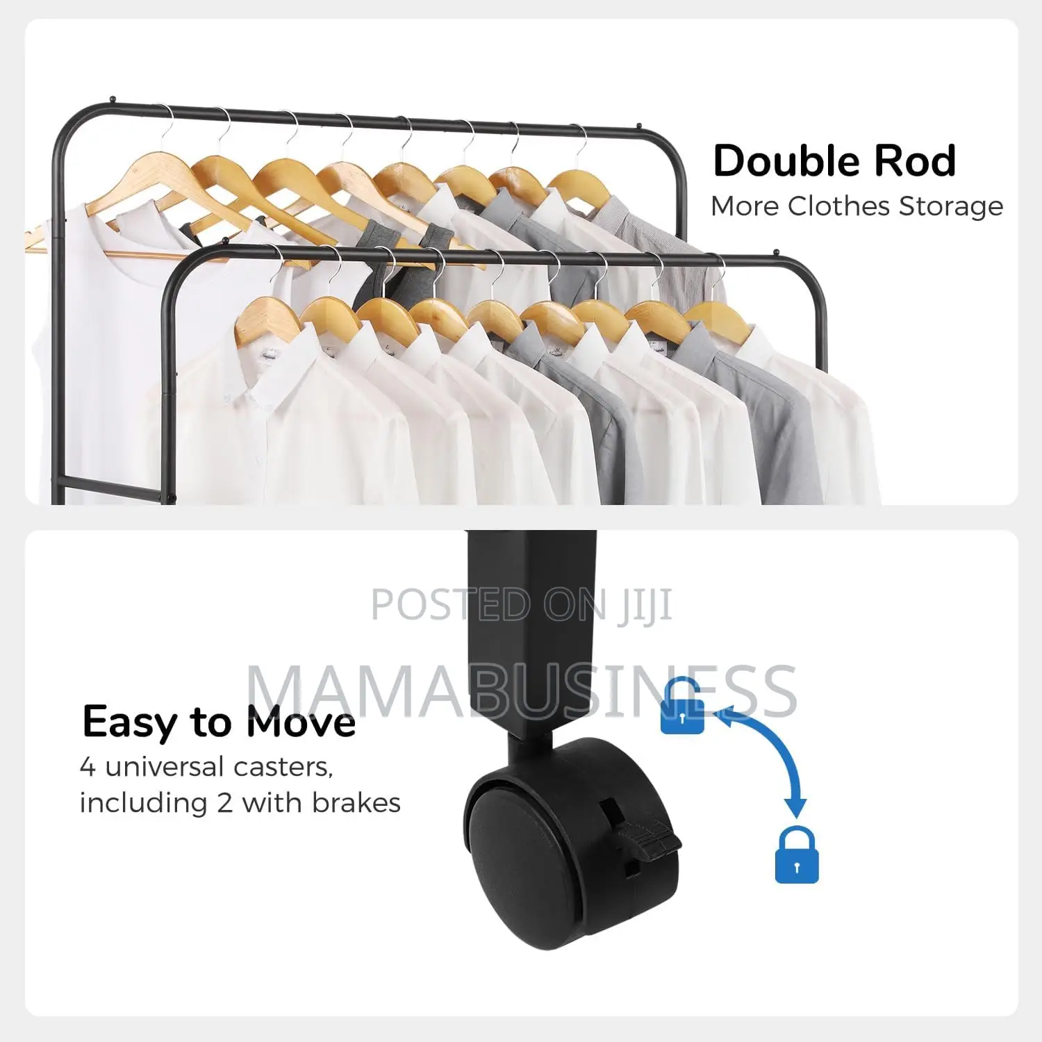 30kg Double Pole Cloth Hanger With Shoe Rack (With Wheels)