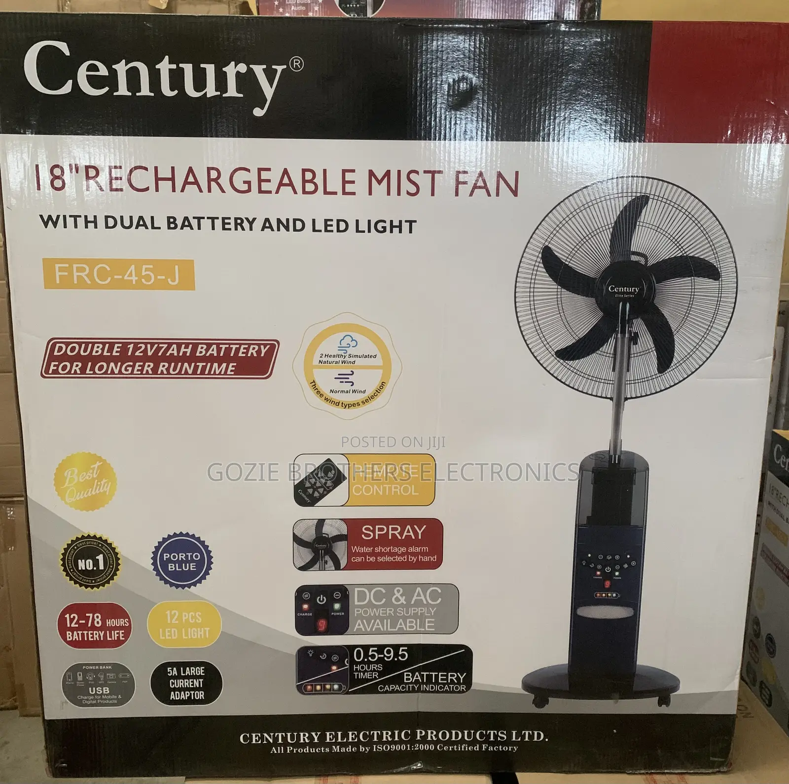 Century 18inches Water and Rechargeable Stand Fan (Mist Fan)