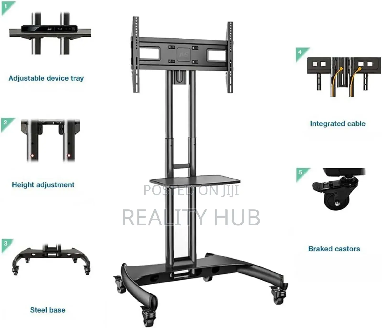 Heavy Duty Mobile Tv Stand With Wheels - 32" to 75"