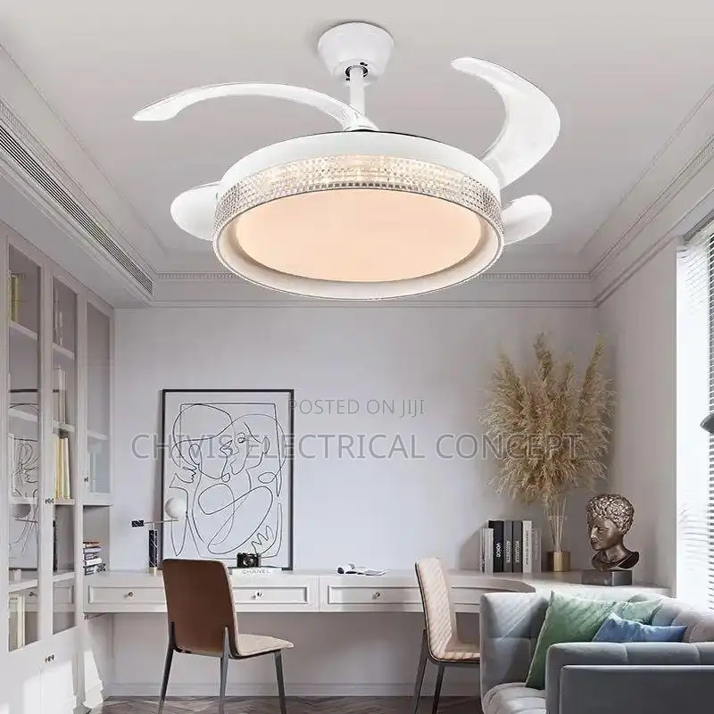 42 48 Inch Luxury Crystal Ceiling Fan Modern LED Chandelier