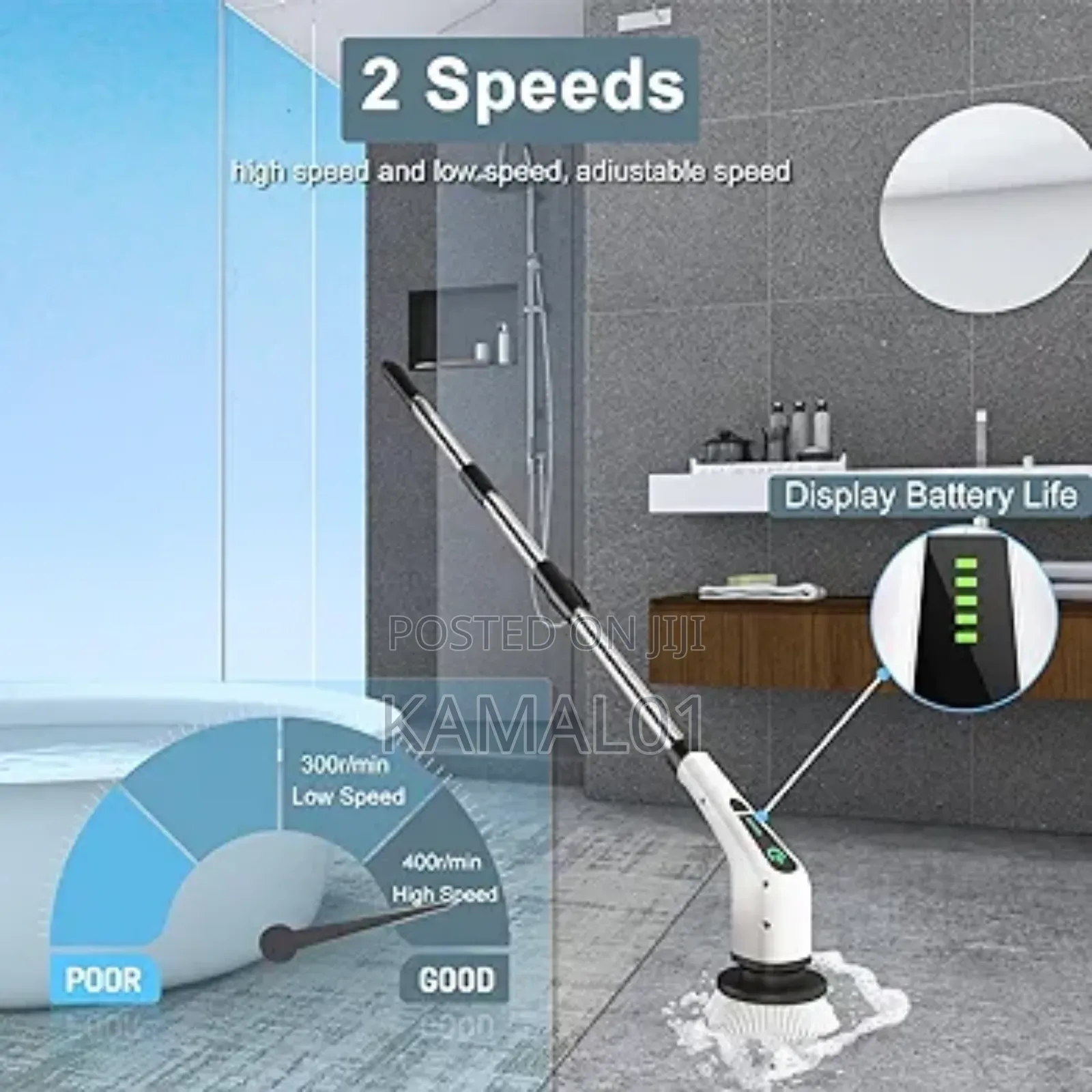 9 in 1 Electric Spin Scrubber for Cleaning: Cordless Bath