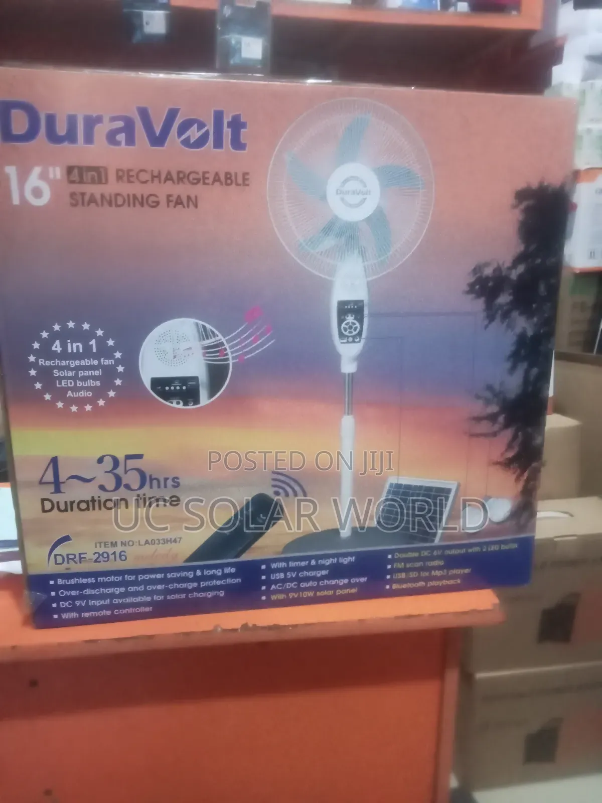 Dura Volt 16" 4in1 Rechargeable Standing Fan