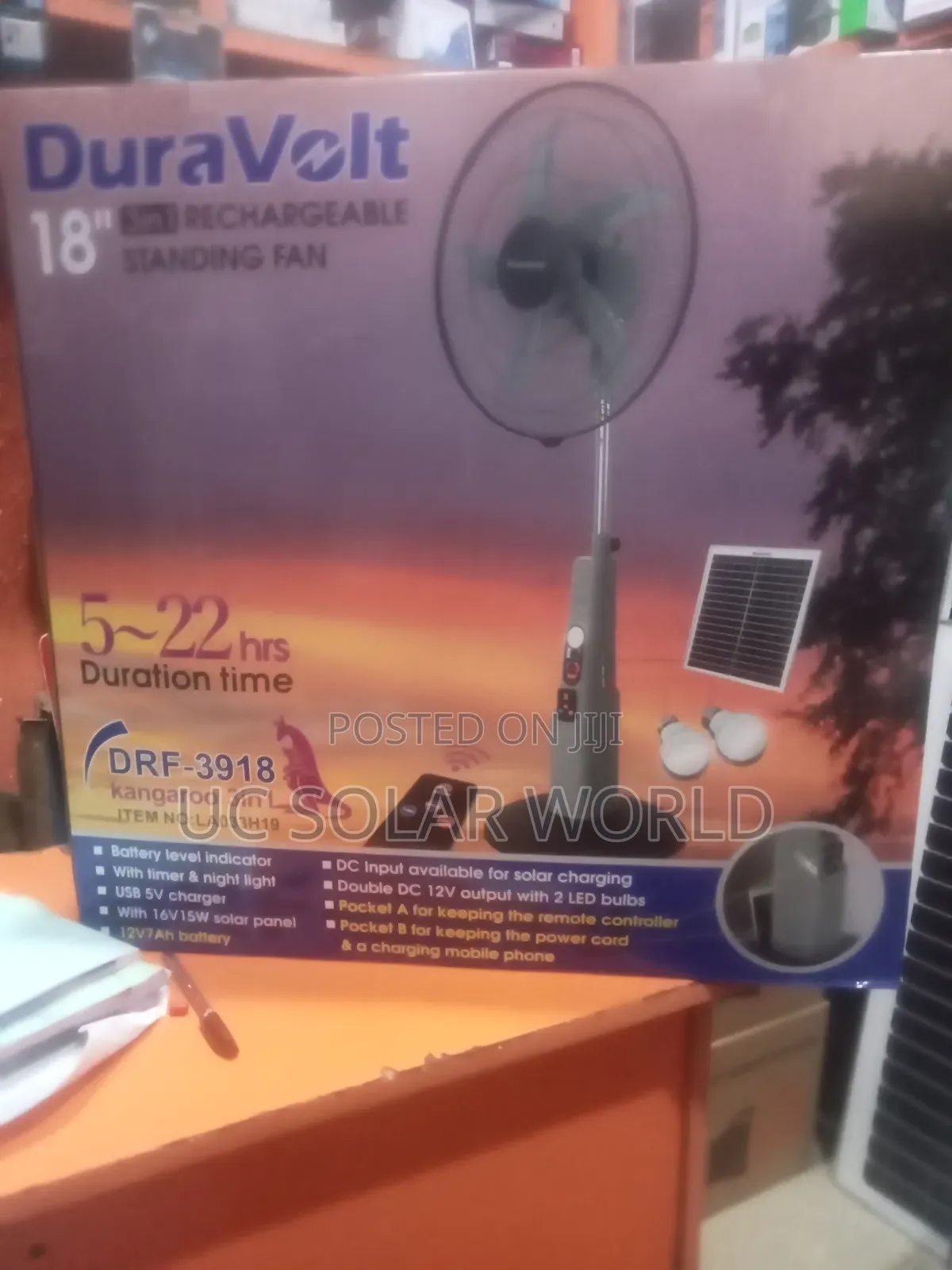 Dura Volt 18" 3in1 Rechargeable Standing Fan