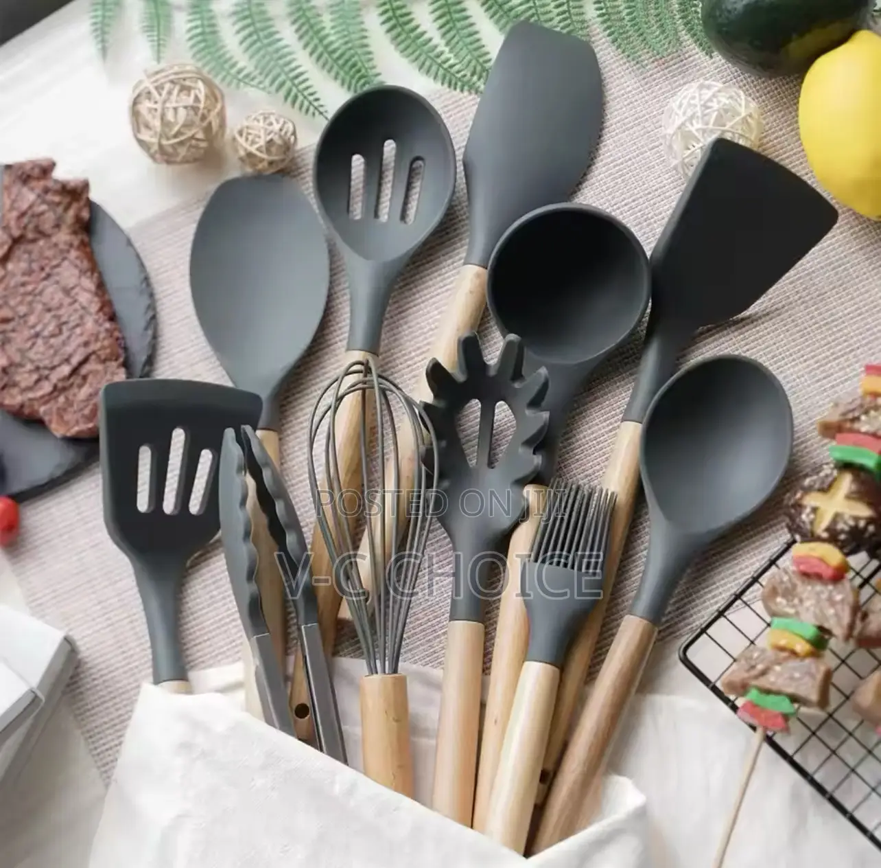 12PCS Food Grade Silicone Kitchen Cookware Utensils Set