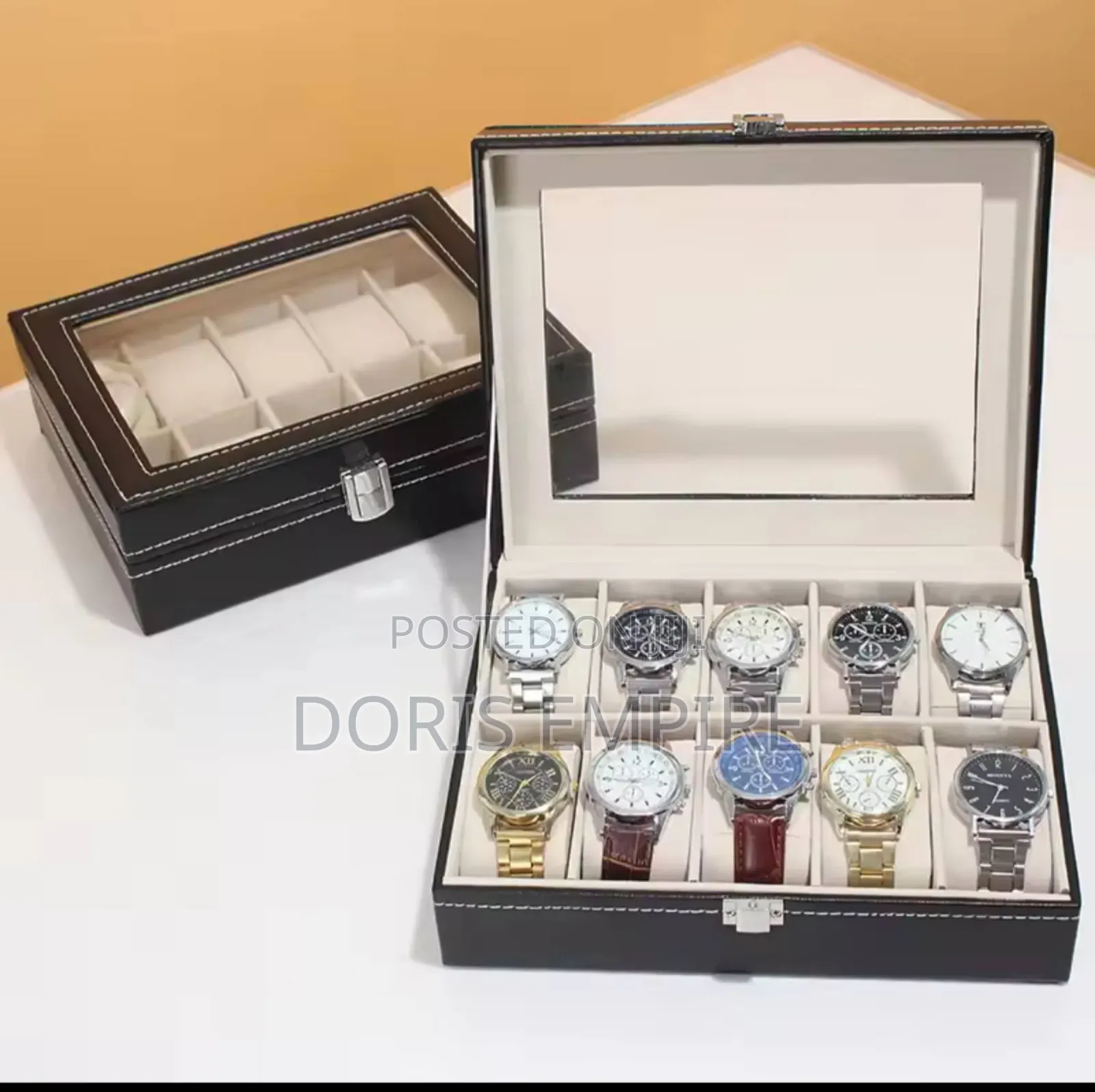 Leatherette Wrist Watch Display Box Organizer Storage Box