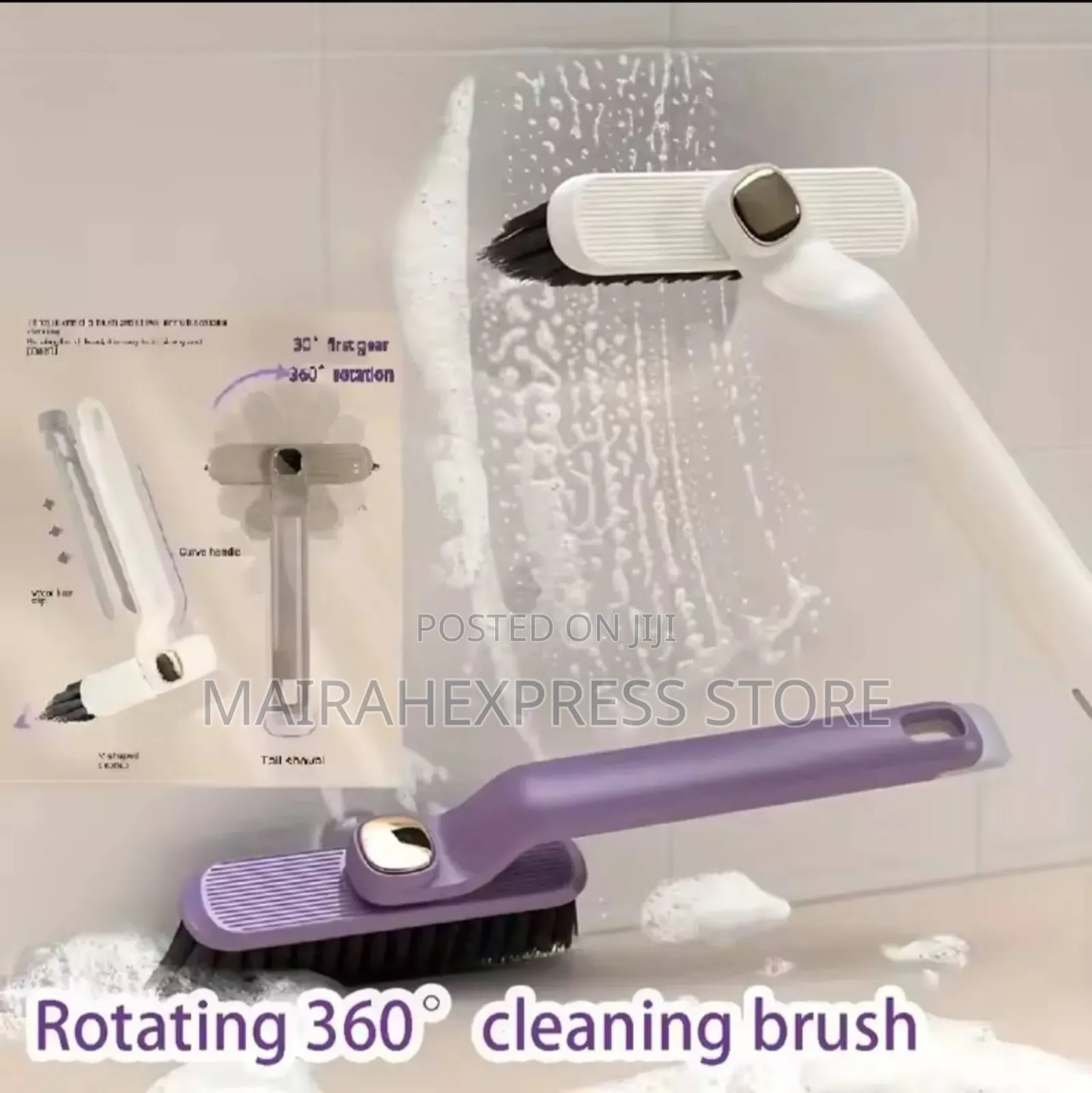 Multipurpose Bathroom Tile Floor Gap Rotating Cleaning Brush