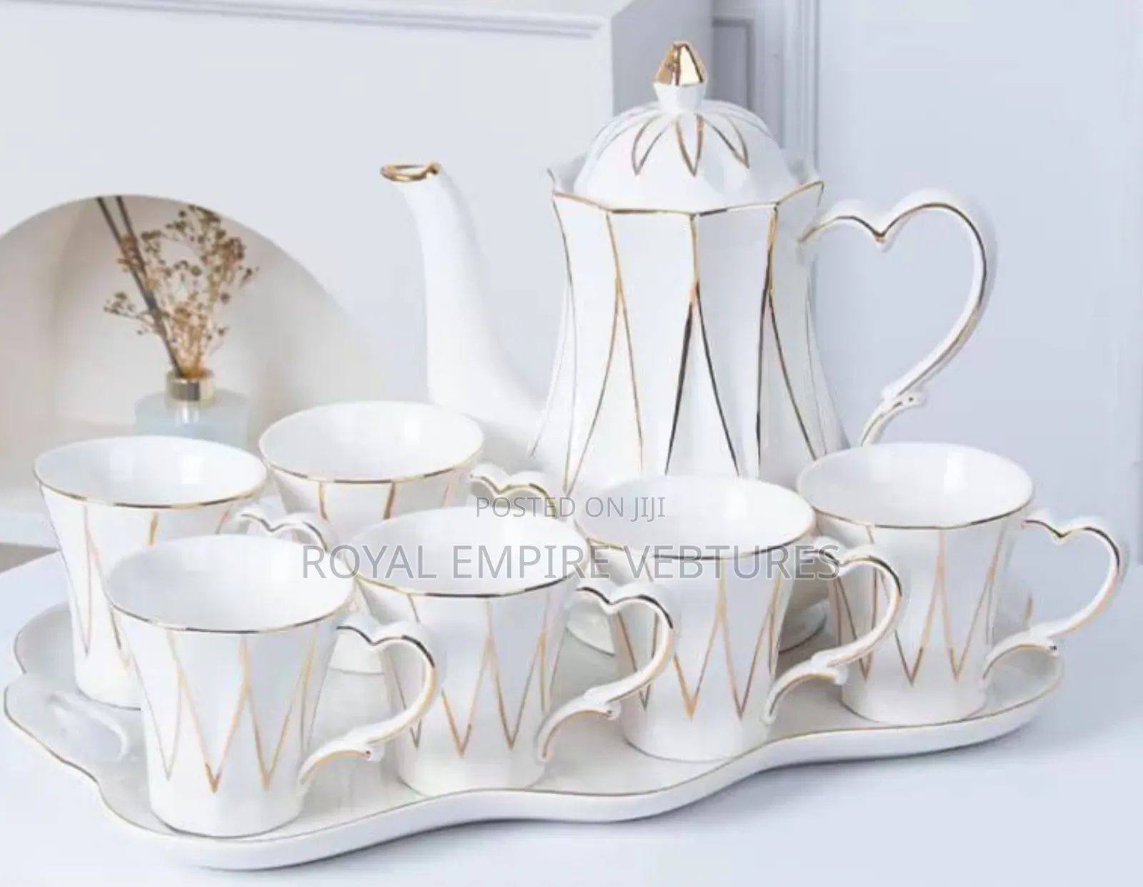 8pcs Tea and Coffee Set Cup and Jug With Tray