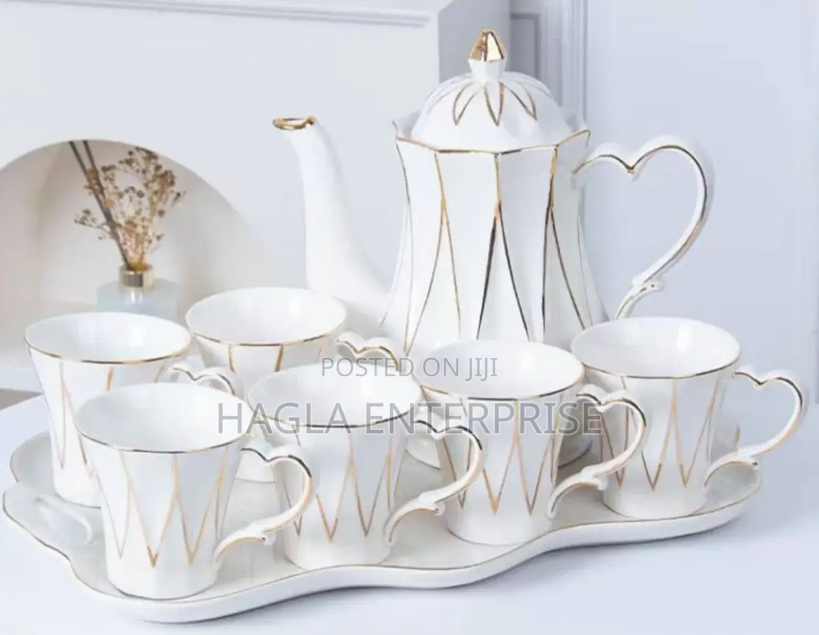 8pcs Tea and Coffee Set Cup and Jug With Tray