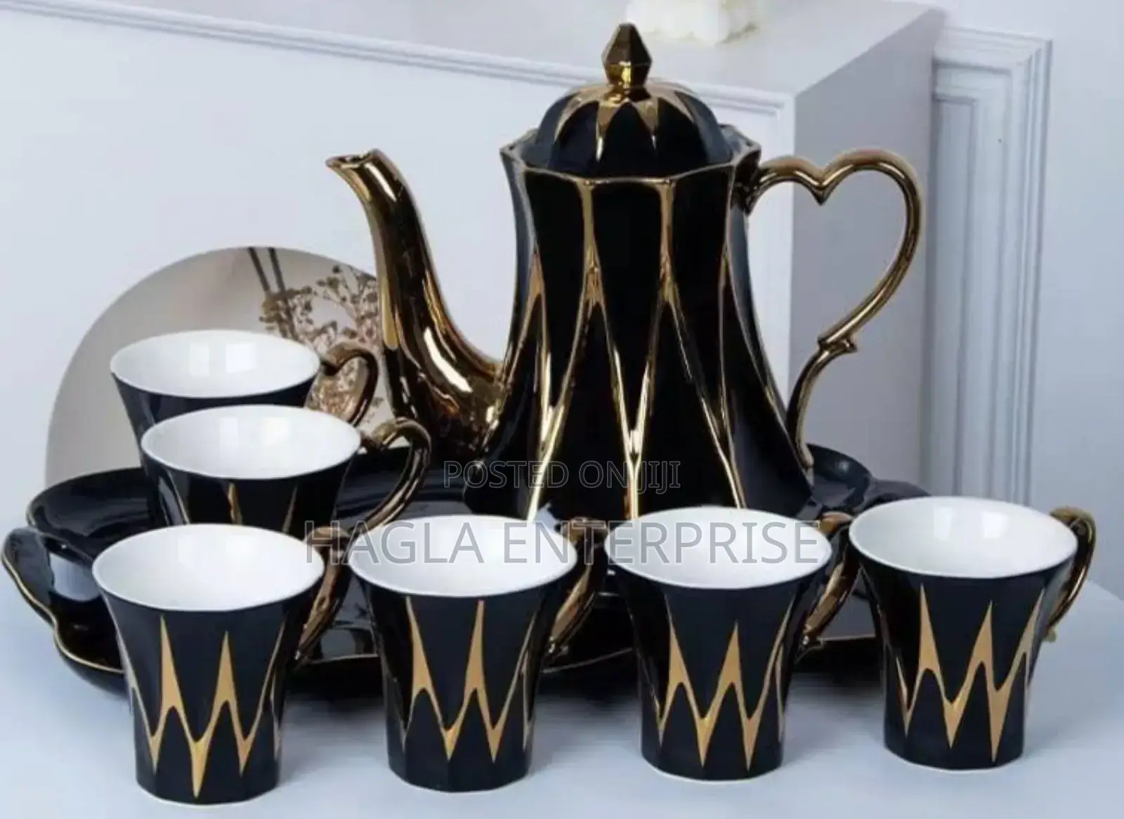 8pcs Tea and Coffee Set Cup and Jug With Tray