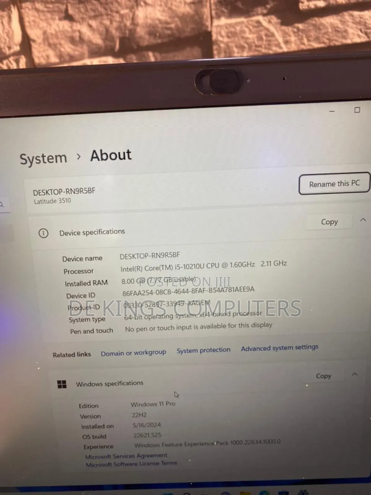 Laptop Dell Latitude 3510 8GB Intel Core i5 SSD 256GB