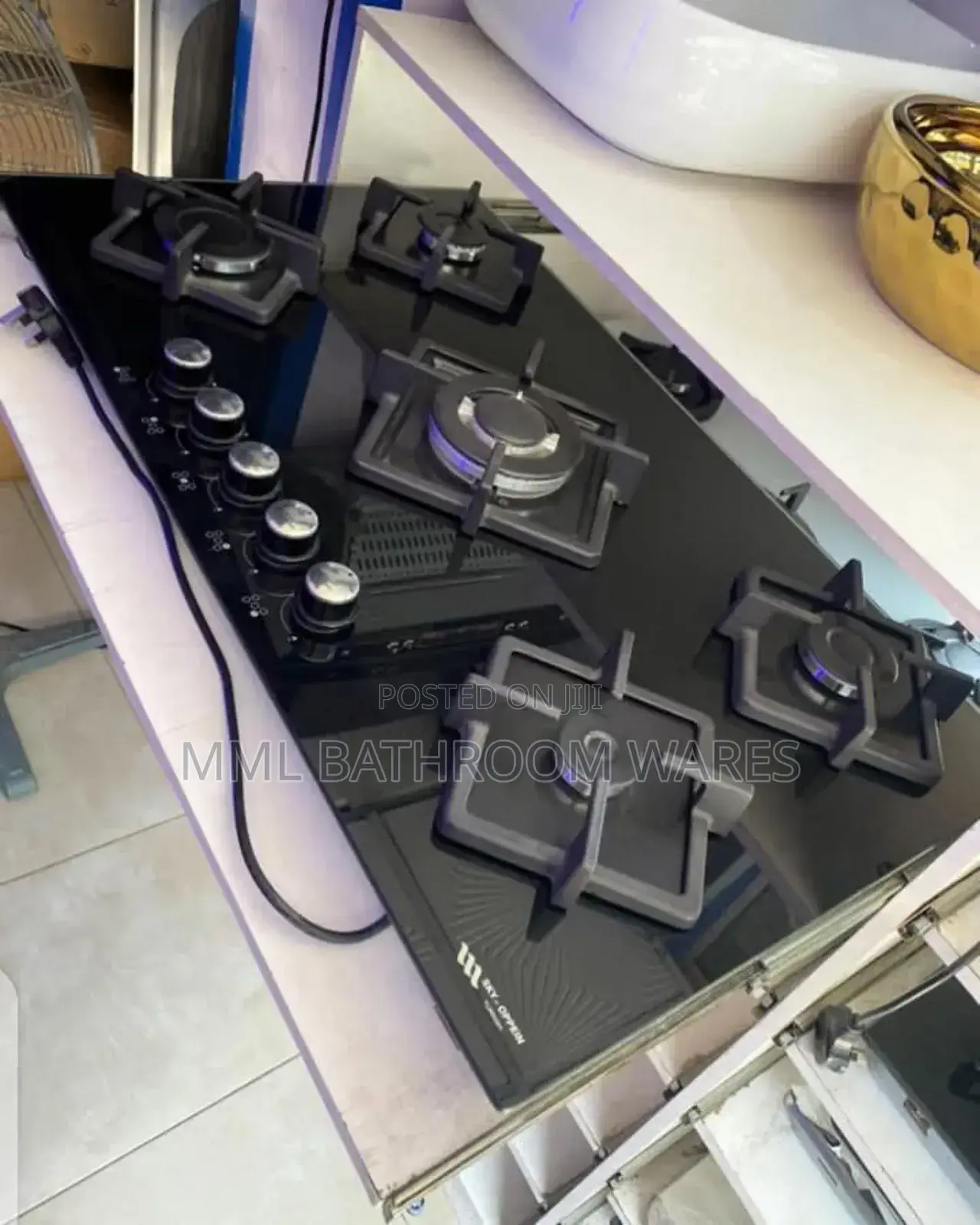Built in 5 Burner Gas Cooker Tempered Glass Gas Hob