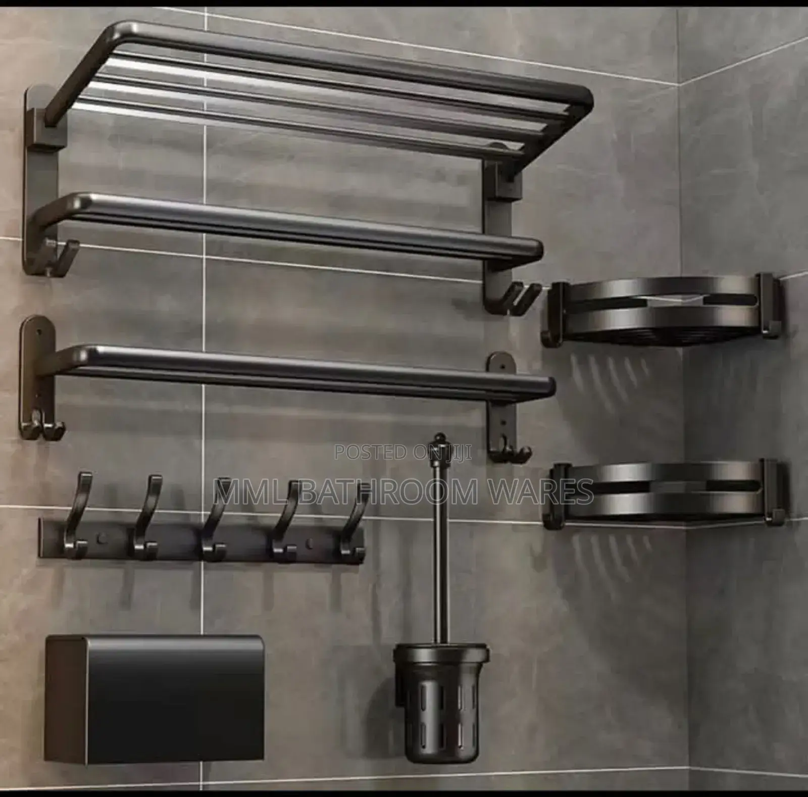 Hotel Modern Matte Black Toilet Bathroom Accessories Set