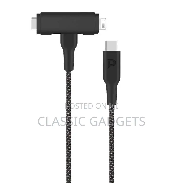 Powerology Braided 60w Pd USB-C +iPhone 1.2m 4ft Cable-