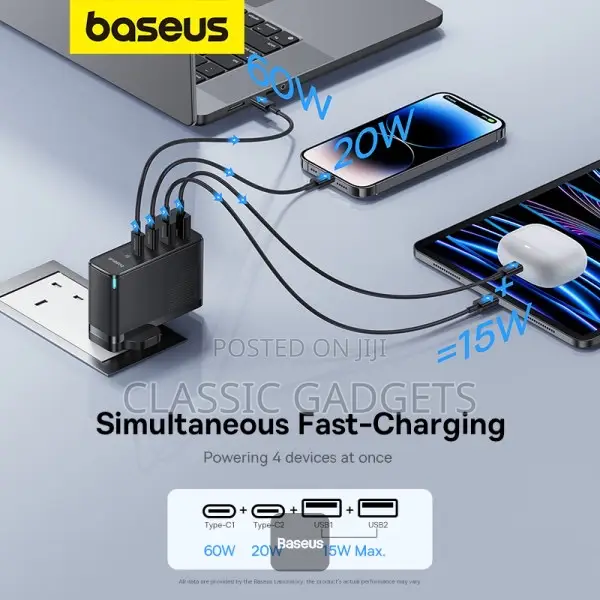 Baseus Gan5 Pro 100W 4 Port Fast Charger