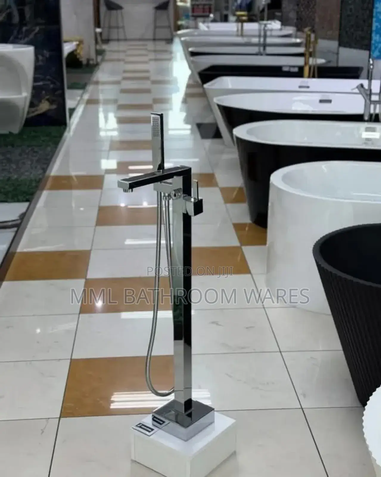 Floor Mounted Standing Bathtub Faucet Tub Filler Mixer Tap
