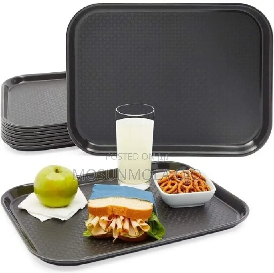 12" X 16" Rectangular Non-Slip Serving Tray (Black)