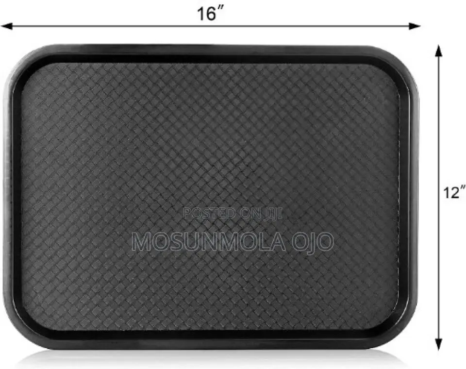 12" X 16" Rectangular Non-Slip Serving Tray (Black)