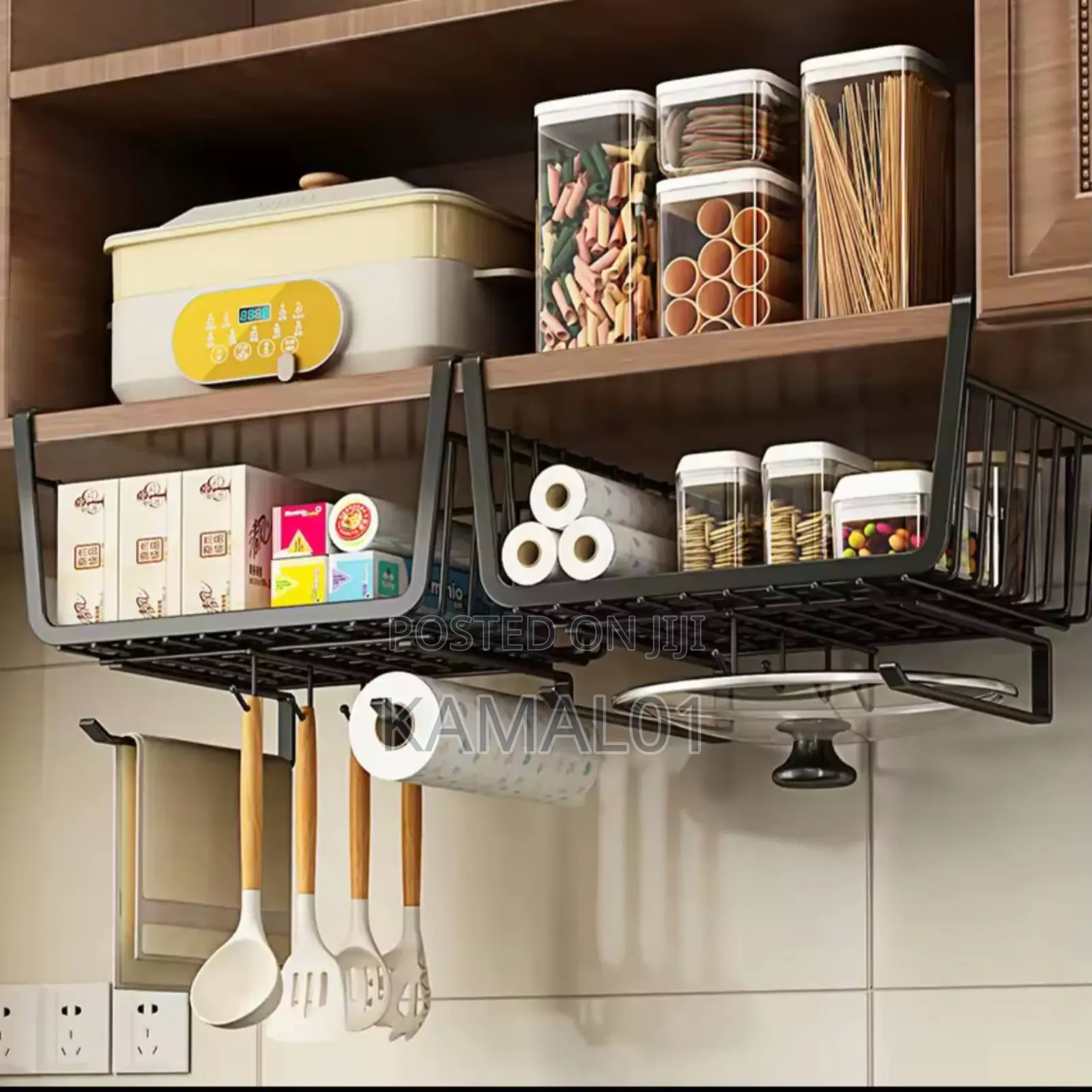 Cast Iron Hanging Mesh Under Shelf Storage Rack Organizer