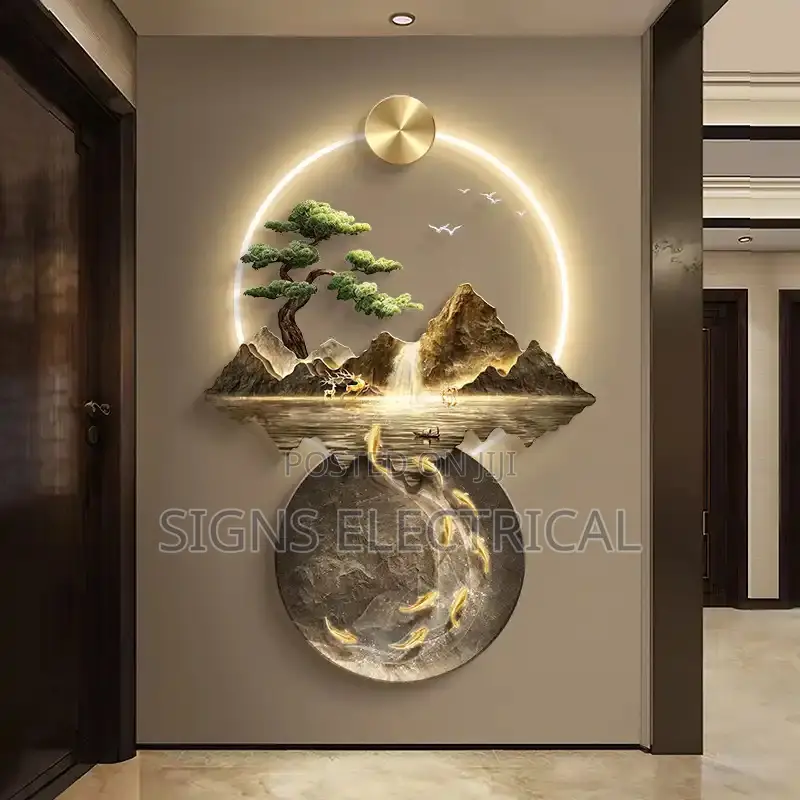 Background Landscape Painting Wall Lamp