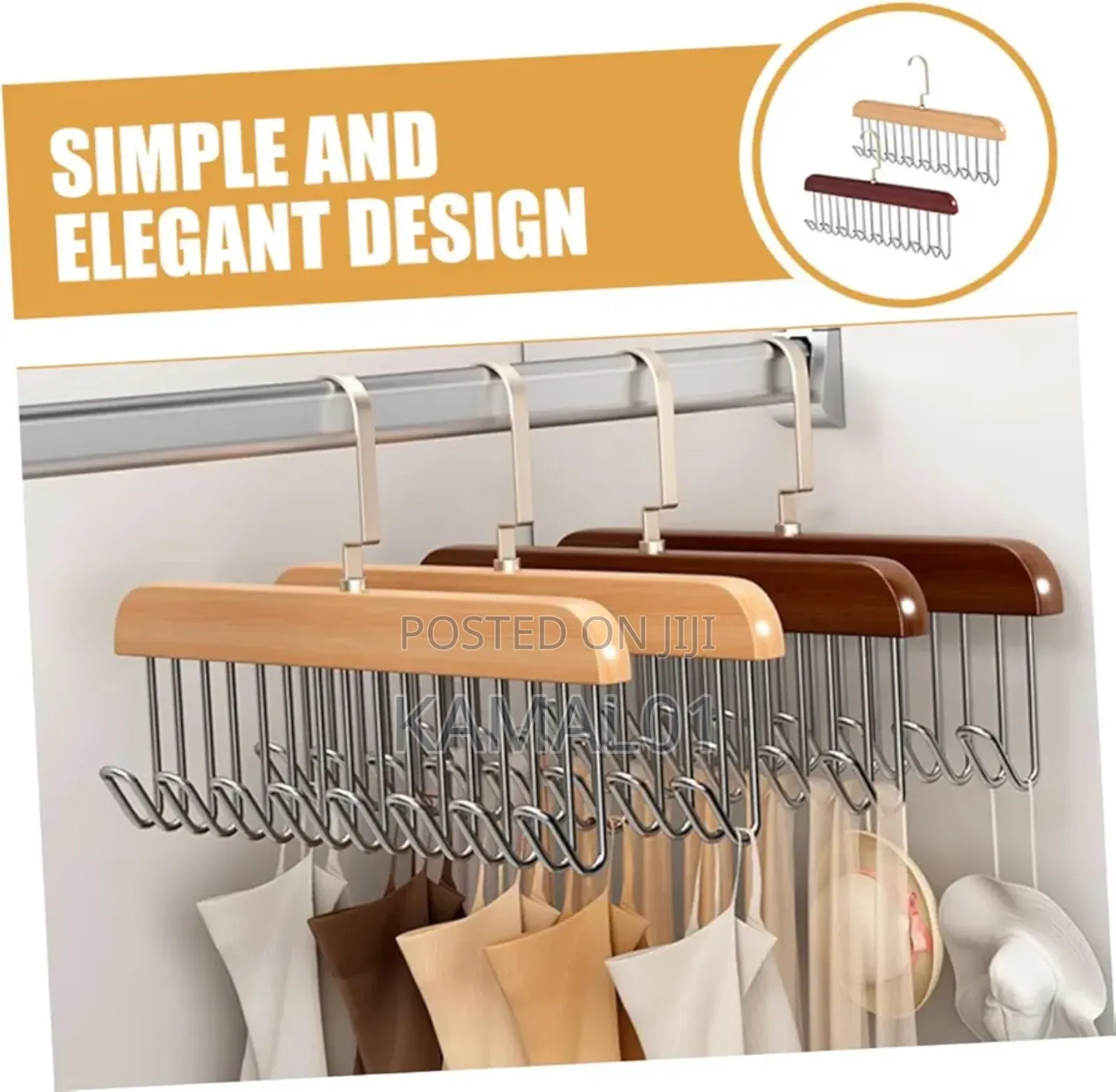 Solid Wood Multi-Hook Clothes Hanger Storage Hangers