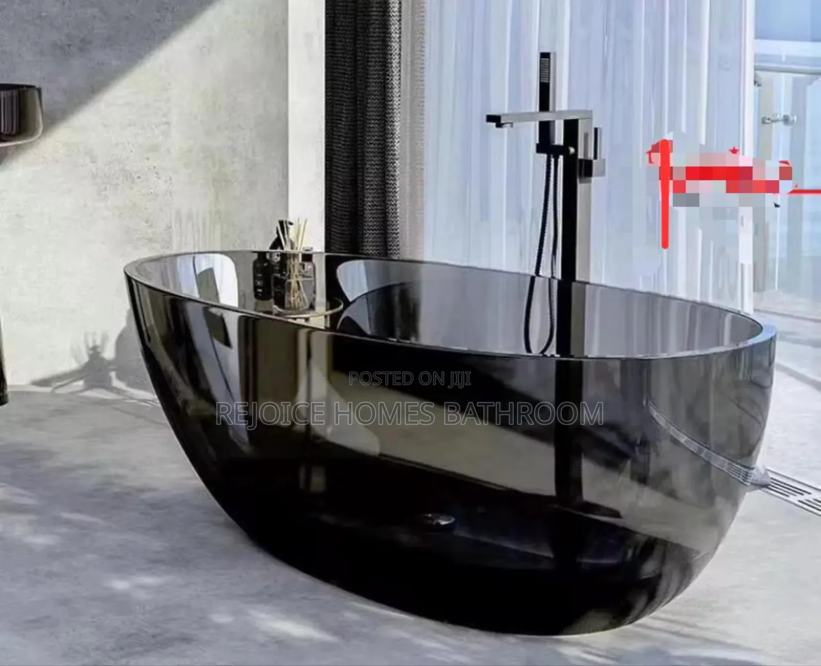 Luxury Black Clear Freestand Bathtub