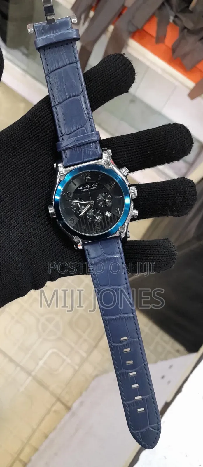 MB Blue Leather Chrono Watch