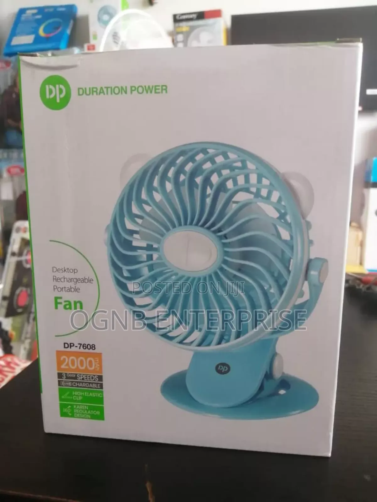 Dp Duration Power Desktop Rechargeable Portable Fan