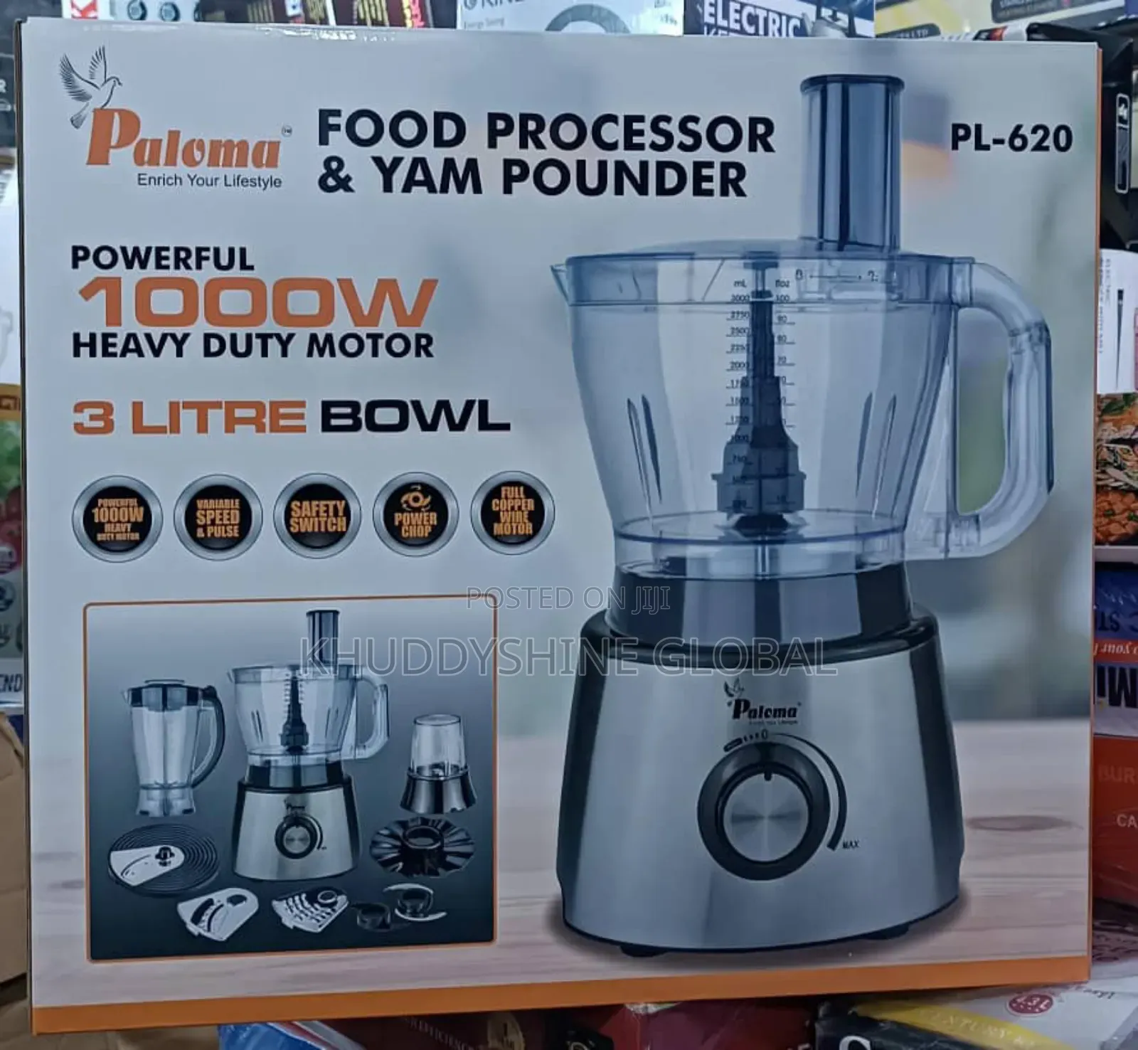Paloma Food Processor And Yam Pounder 3L Heavy Duty 1000w