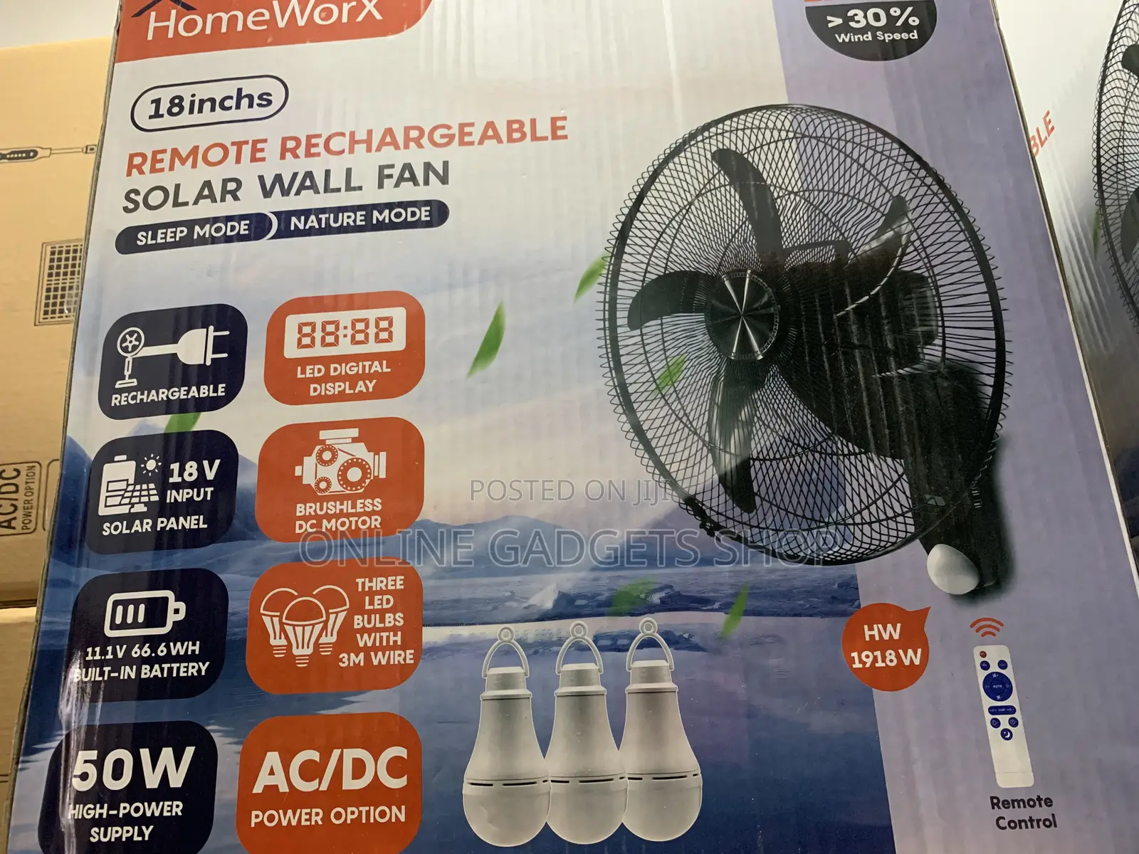 Remote Rechargeable Solar Wall Fan