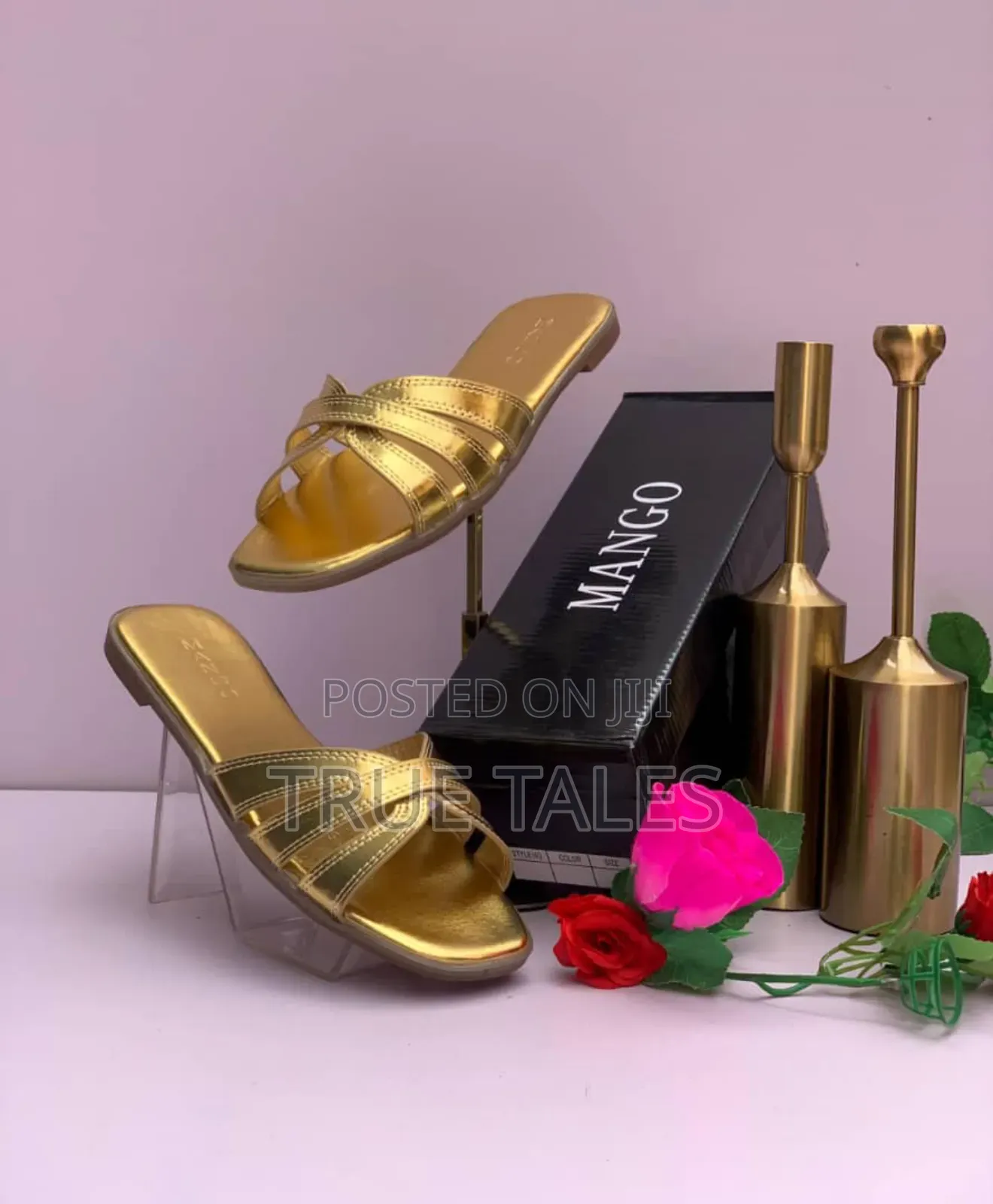 Mango Minimalist Quality Leather Slippers With Branded Box