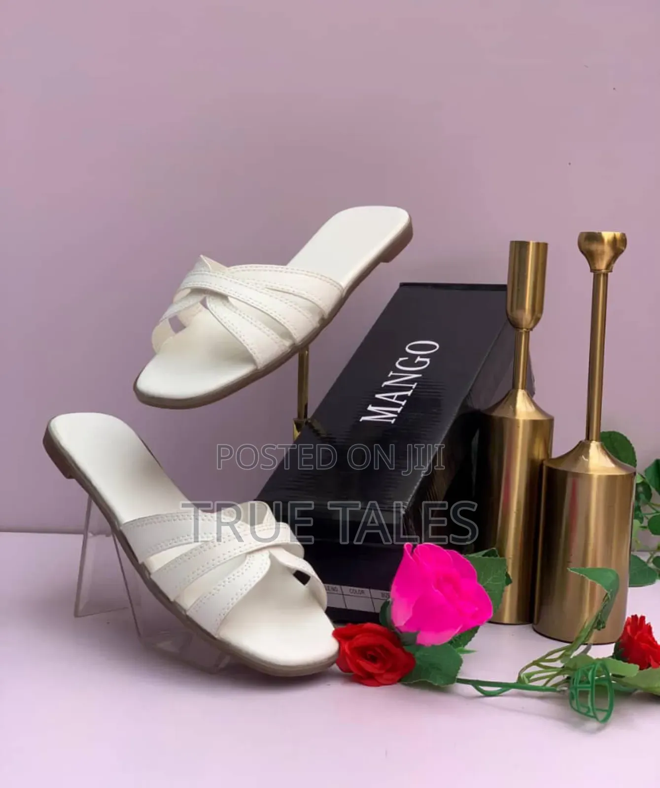 Mango Minimalist Quality Leather Slippers With Branded Box