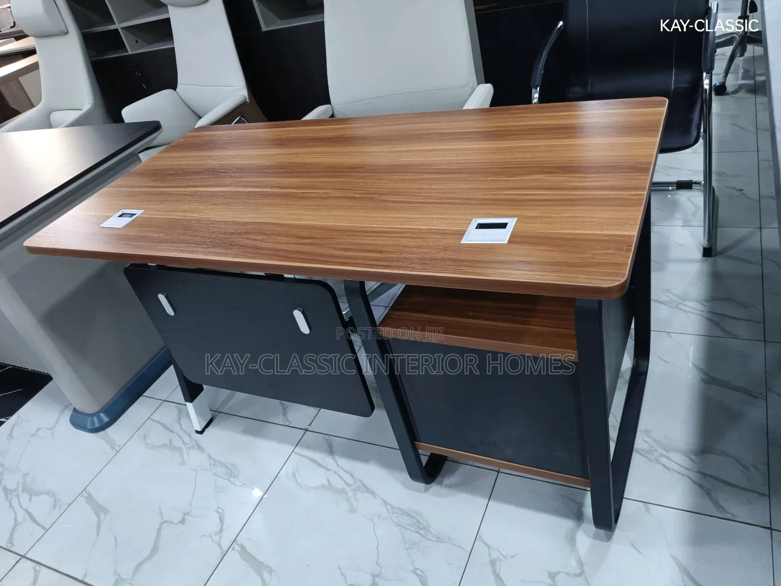 1.4mt Sec-office Table Iron Leg, With Drowers