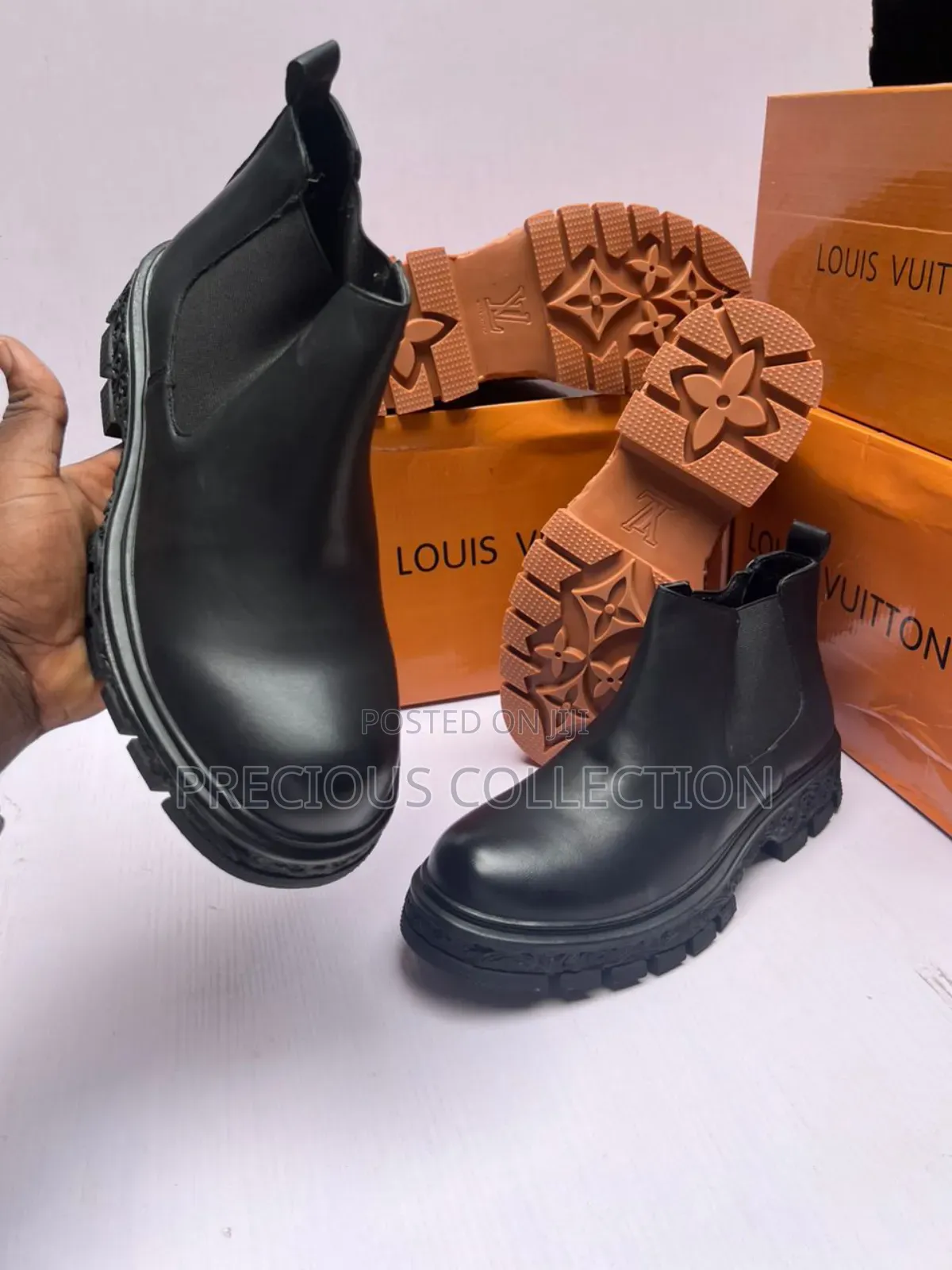 Big Sole Louis Vuitton Leather Ankle Shoe for Men