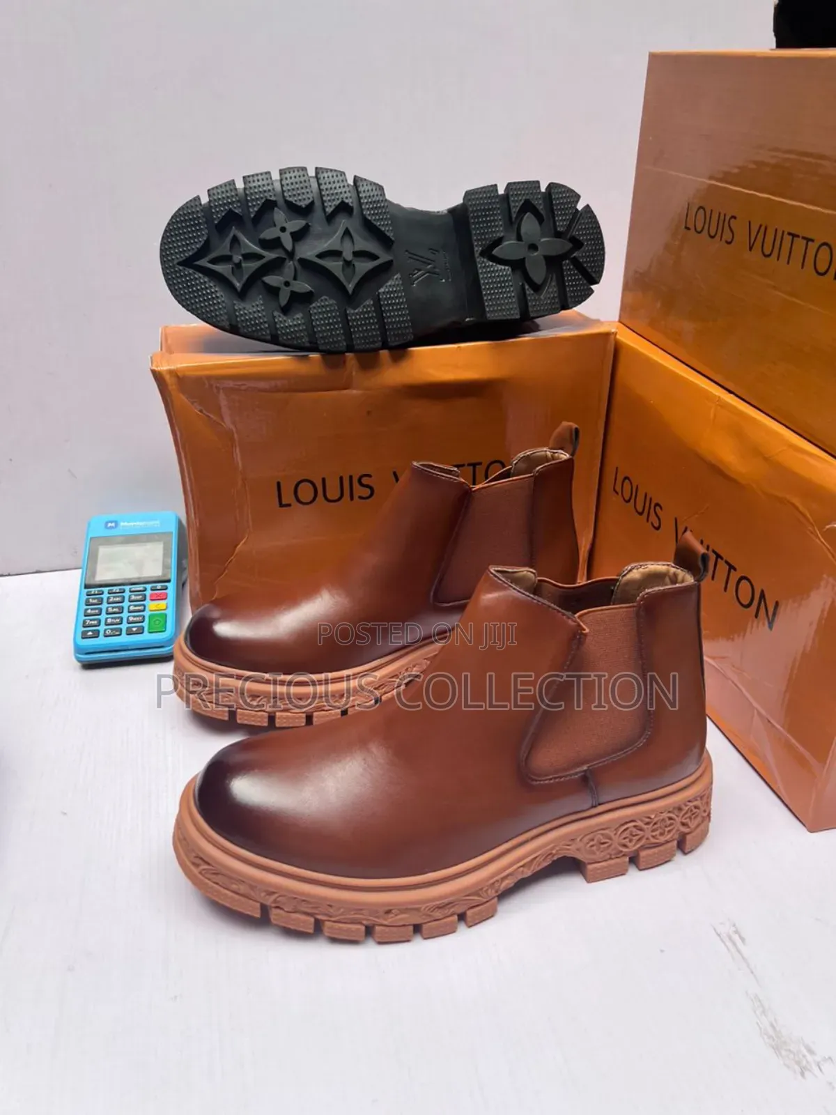 Big Sole Louis Vuitton Leather Ankle Shoe for Men