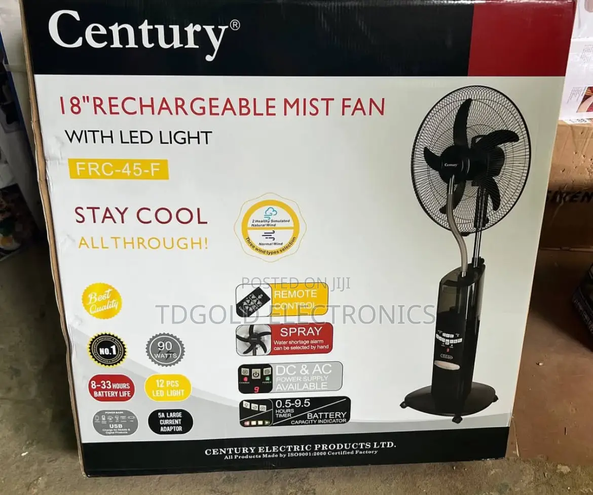 Premium Century Recharge Mist Fan 18 Inchs