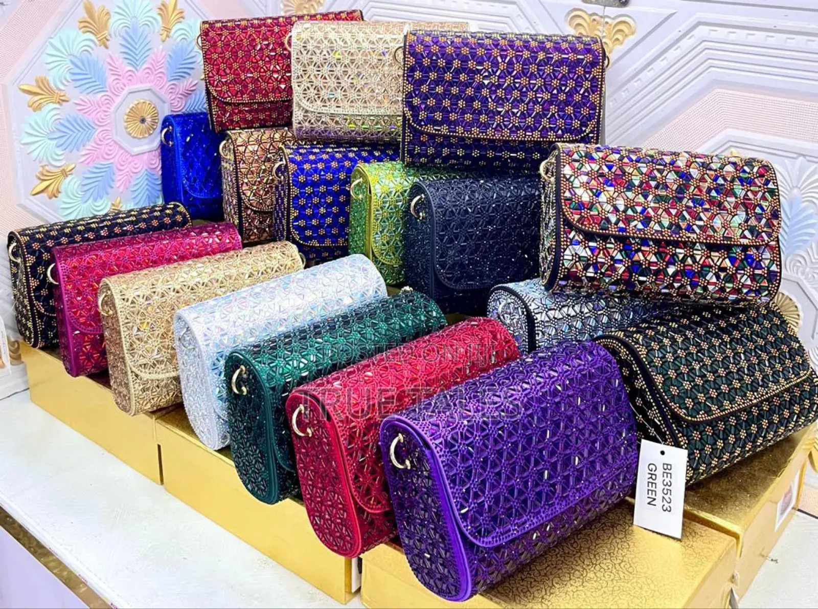 Fully Embellished Big and Roomy Envelope Clutch Purses