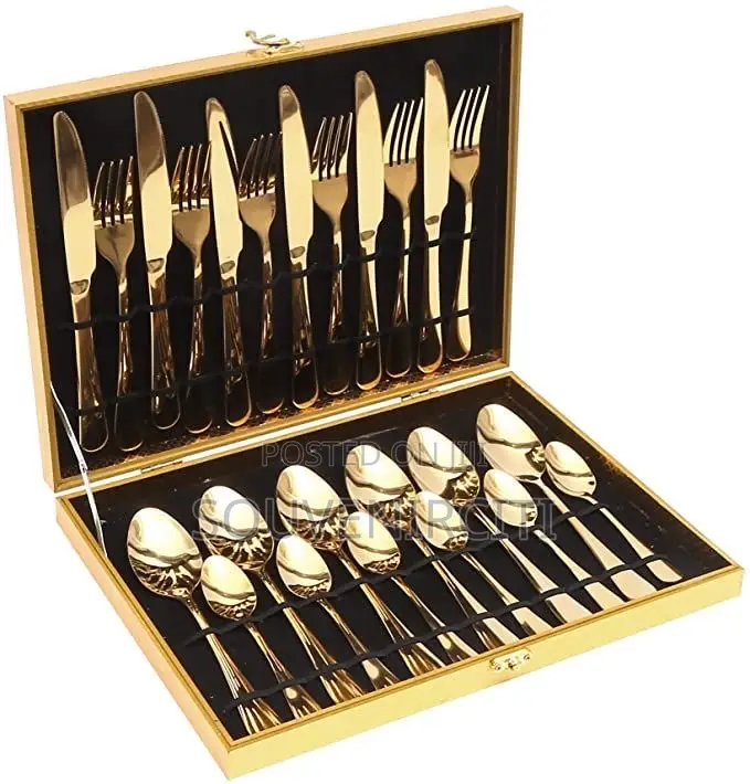24pcs Gold Box Cutlery Set 