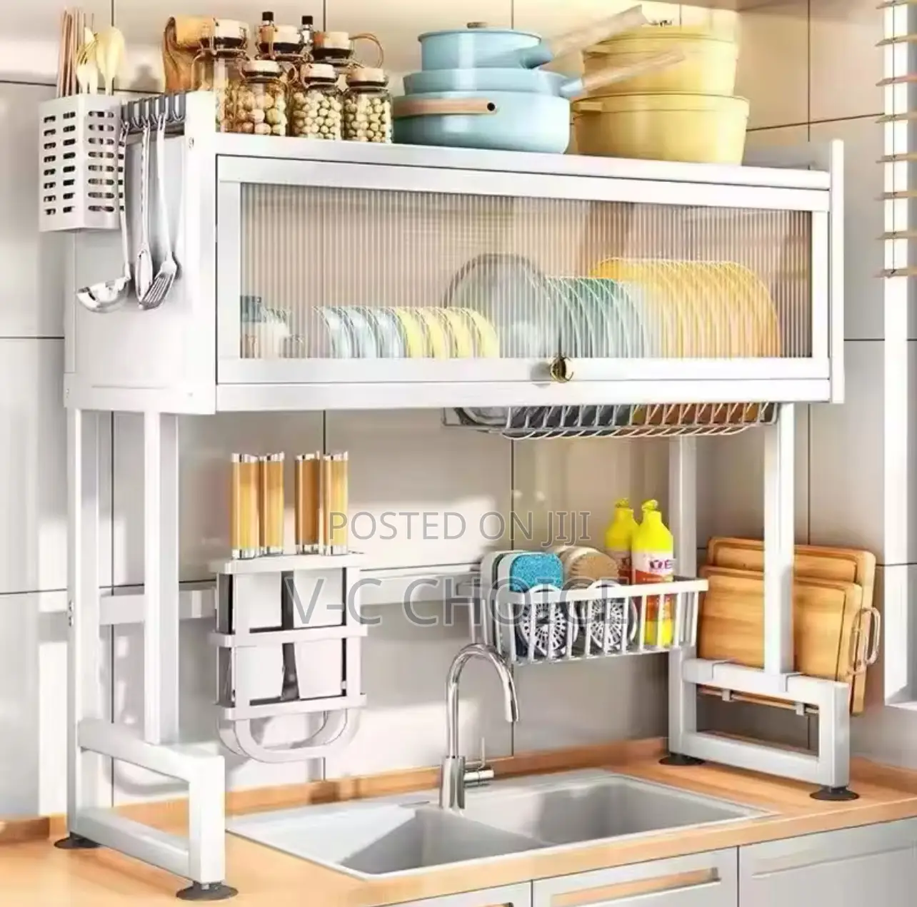 Kitchen Shelf Flip Cabinet Dustproof Sink Dish Rack