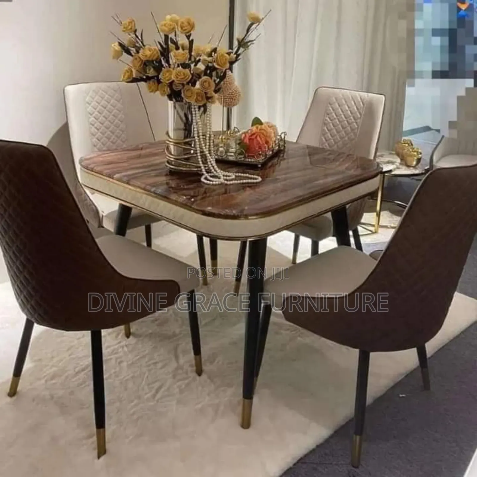 Brown 4 Unique Seater Dining Table Set