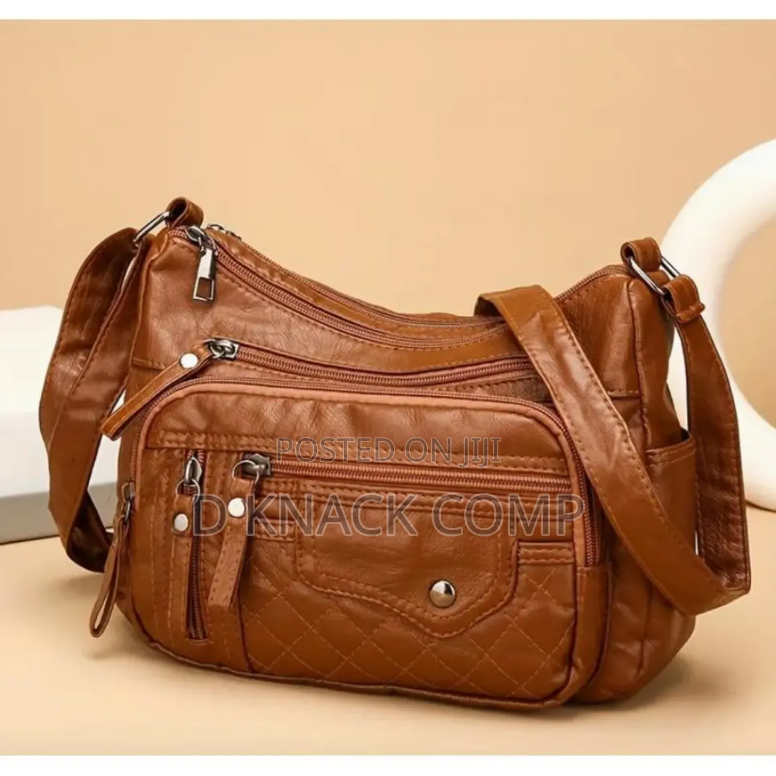 Female Multi Zipper Hand/Shoulder Bag, Soft Vegan Leather