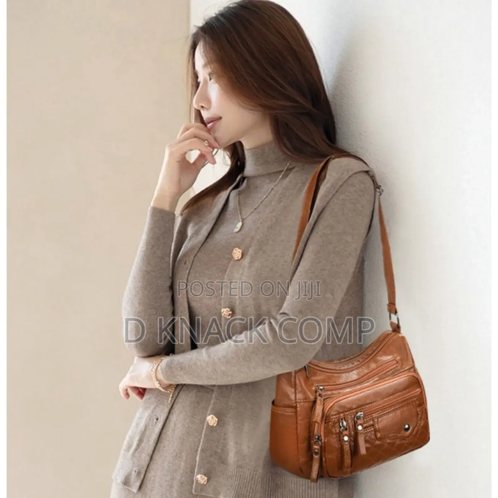 Female Multi Zipper Hand/Shoulder Bag, Soft Vegan Leather